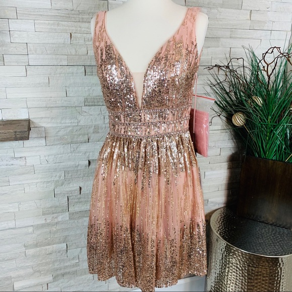 Coya Collection NWT Small Formal Rose Gold Dress - Picture 10 of 12
